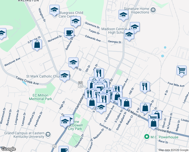 map of restaurants, bars, coffee shops, grocery stores, and more near 412 North Street in Richmond