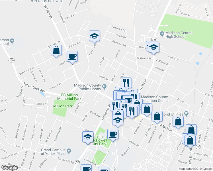 map of restaurants, bars, coffee shops, grocery stores, and more near 112 5th Street in Richmond