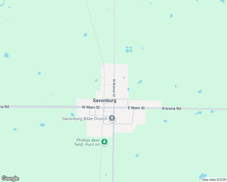 map of restaurants, bars, coffee shops, grocery stores, and more near 102 North Walnut Street in Savonburg