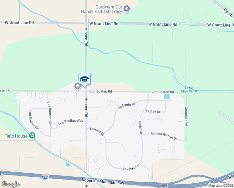 map of restaurants, bars, coffee shops, grocery stores, and more near 16178 Von Sosten Road in Tracy