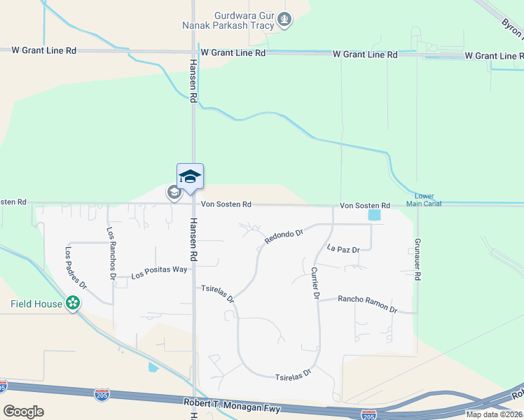 map of restaurants, bars, coffee shops, grocery stores, and more near 16178 Von Sosten Road in Tracy