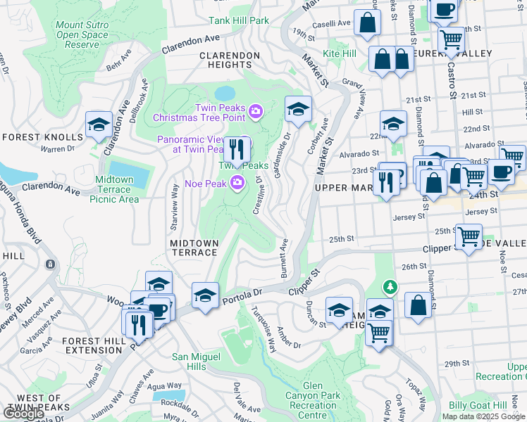 map of restaurants, bars, coffee shops, grocery stores, and more near in San Francisco