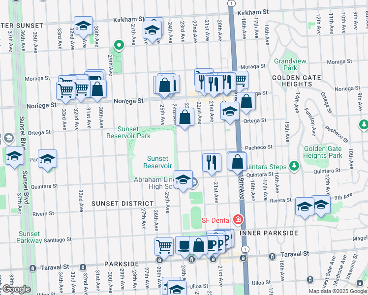 map of restaurants, bars, coffee shops, grocery stores, and more near in San Francisco