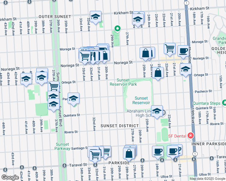 map of restaurants, bars, coffee shops, grocery stores, and more near 1978 29th Avenue in San Francisco