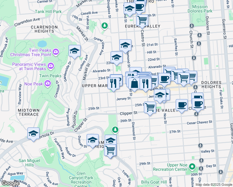 map of restaurants, bars, coffee shops, grocery stores, and more near 27 Homestead in San Francisco
