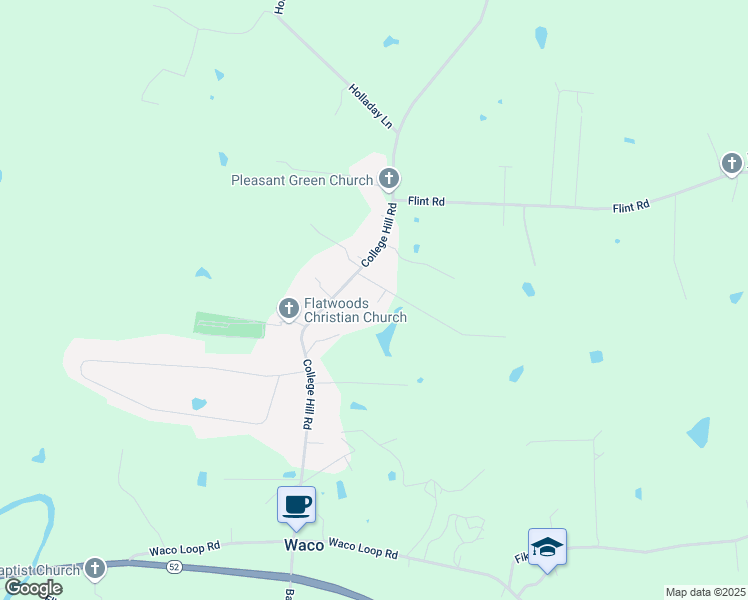map of restaurants, bars, coffee shops, grocery stores, and more near 318 College Hill Road in Waco