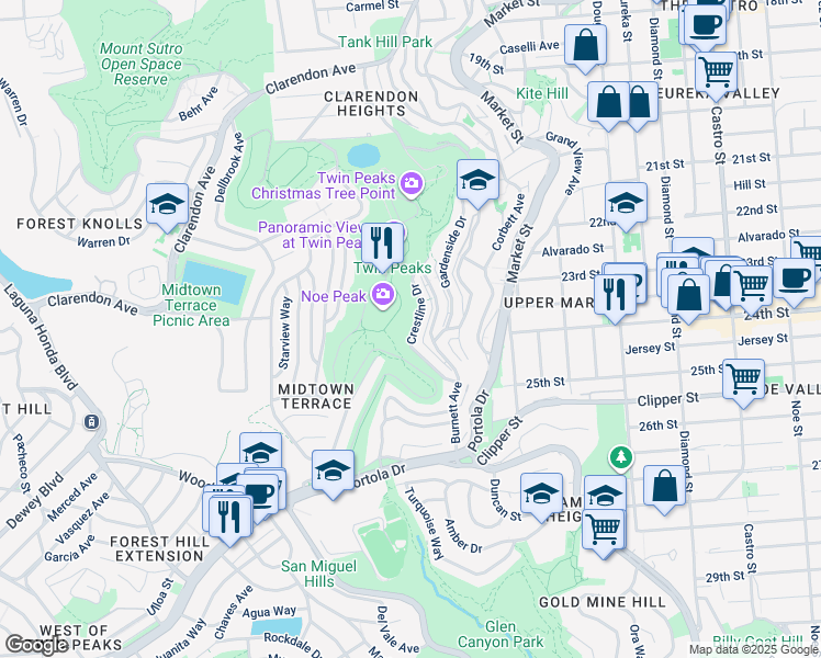 map of restaurants, bars, coffee shops, grocery stores, and more near in San Francisco