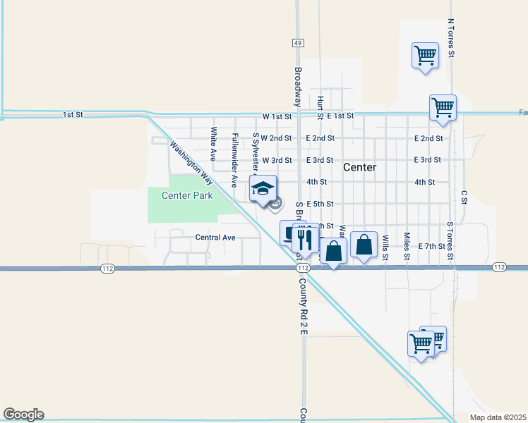 map of restaurants, bars, coffee shops, grocery stores, and more near 550 South Sylvester Avenue in Center
