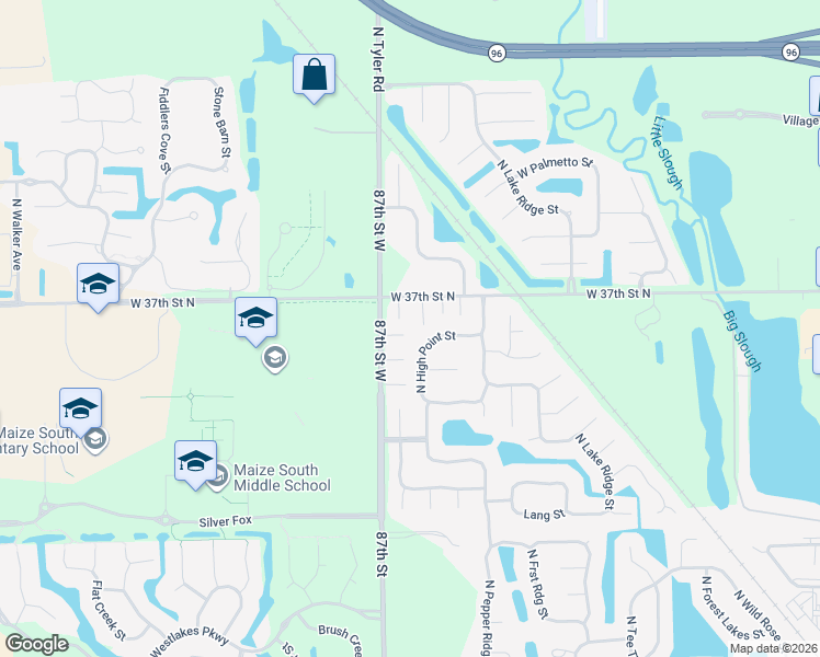 map of restaurants, bars, coffee shops, grocery stores, and more near 3709 North High Point Street in Wichita