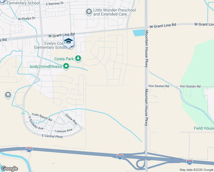 map of restaurants, bars, coffee shops, grocery stores, and more near 22801 Mountain House Parkway in Tracy