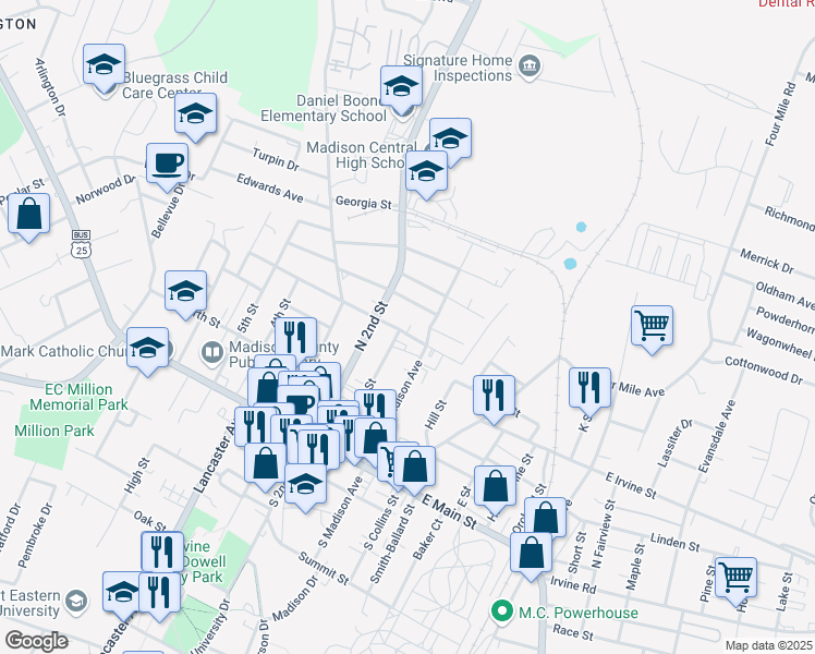 map of restaurants, bars, coffee shops, grocery stores, and more near 326 North Madison Avenue in Richmond