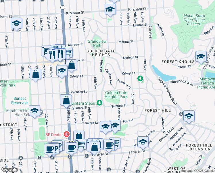 map of restaurants, bars, coffee shops, grocery stores, and more near in San Francisco