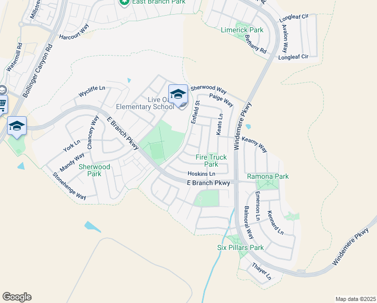 map of restaurants, bars, coffee shops, grocery stores, and more near 1505 Thurlow Way in San Ramon