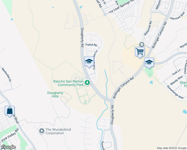 map of restaurants, bars, coffee shops, grocery stores, and more near 264 Zinnia Court in San Ramon