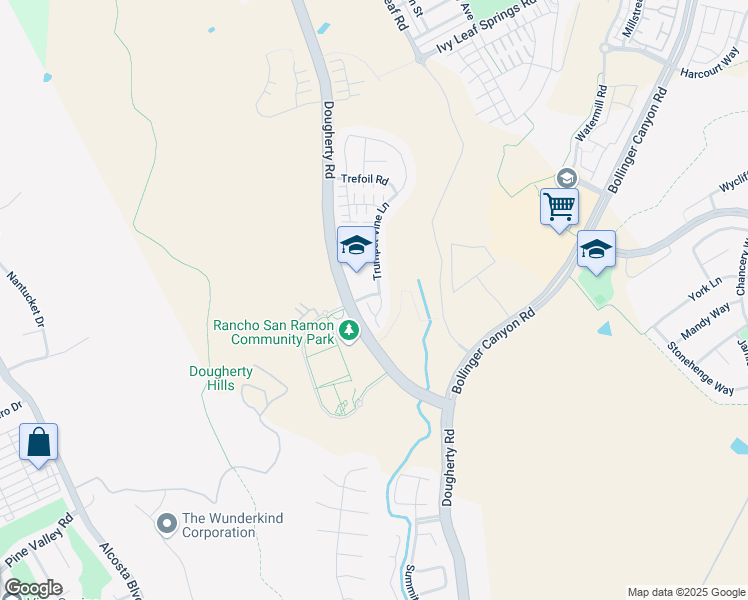 map of restaurants, bars, coffee shops, grocery stores, and more near 264 Zinnia Court in San Ramon