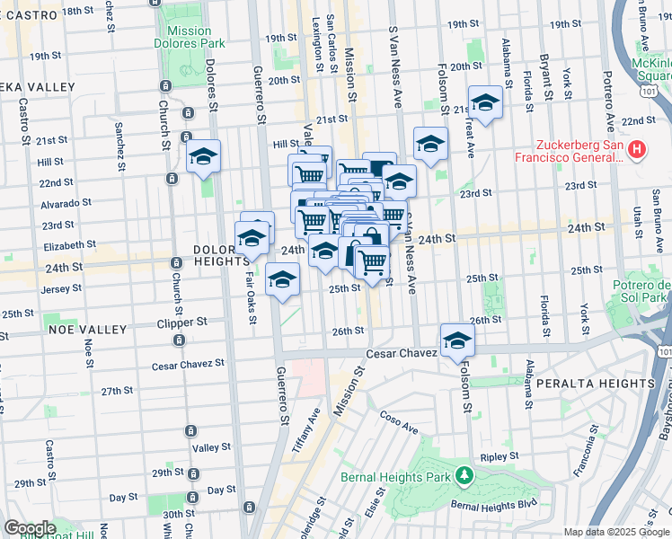 map of restaurants, bars, coffee shops, grocery stores, and more near in San Francisco