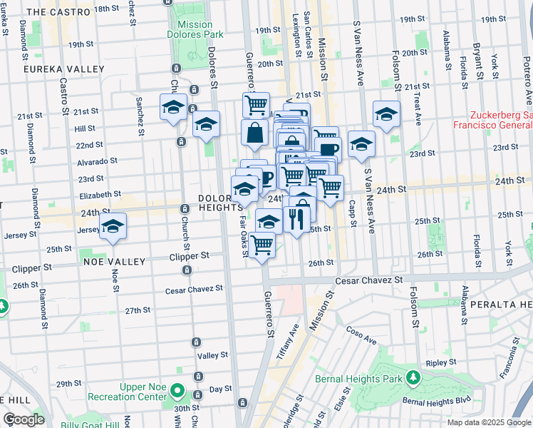 map of restaurants, bars, coffee shops, grocery stores, and more near in San Francisco