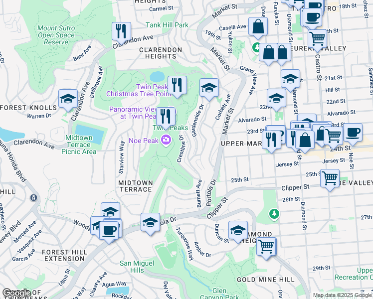 map of restaurants, bars, coffee shops, grocery stores, and more near in San Francisco