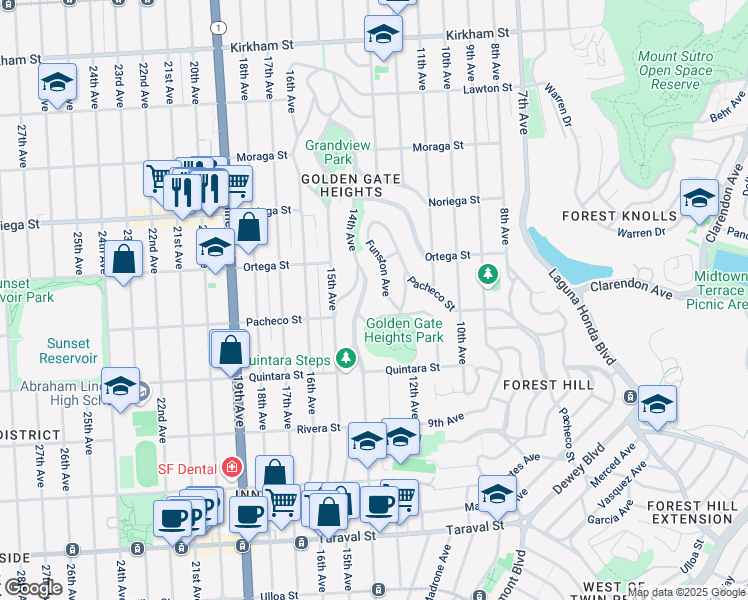map of restaurants, bars, coffee shops, grocery stores, and more near in San Francisco