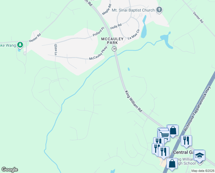 map of restaurants, bars, coffee shops, grocery stores, and more near 300 Shelton Place in Aylett