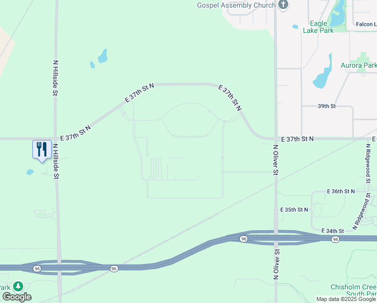 map of restaurants, bars, coffee shops, grocery stores, and more near 4111 East 37th Street North in Wichita