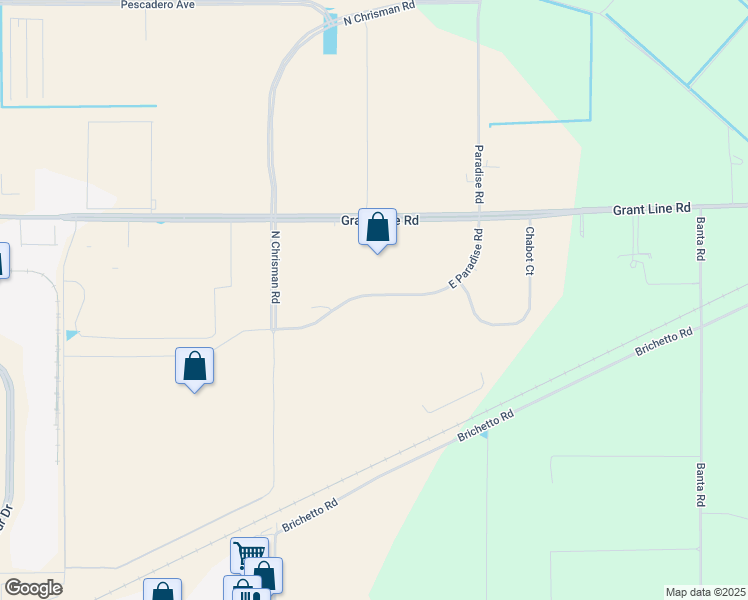 map of restaurants, bars, coffee shops, grocery stores, and more near 2302 East Paradise Road in Tracy