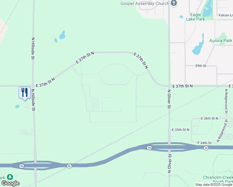 map of restaurants, bars, coffee shops, grocery stores, and more near 4111 East 37th Street North in Wichita