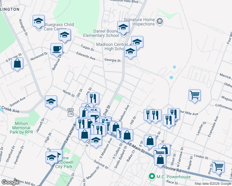 map of restaurants, bars, coffee shops, grocery stores, and more near 230 North 2nd Street in Richmond