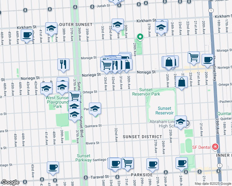 map of restaurants, bars, coffee shops, grocery stores, and more near in San Francisco