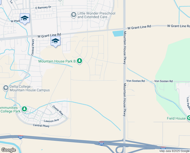 map of restaurants, bars, coffee shops, grocery stores, and more near 540 East Arabella Way in Tracy