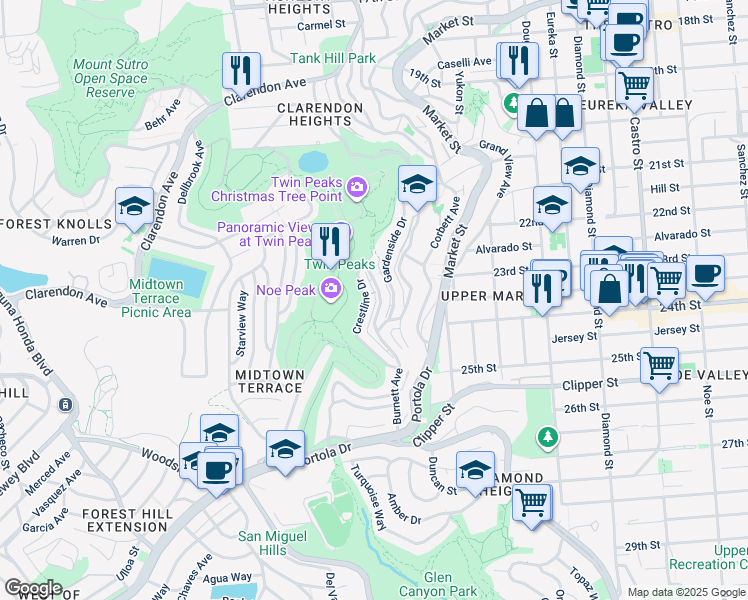 map of restaurants, bars, coffee shops, grocery stores, and more near in San Francisco