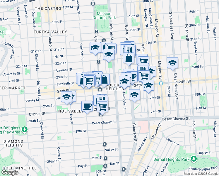 map of restaurants, bars, coffee shops, grocery stores, and more near in San Francisco