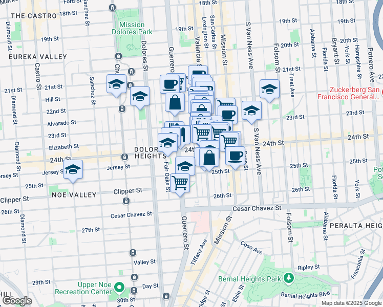 map of restaurants, bars, coffee shops, grocery stores, and more near in San Francisco