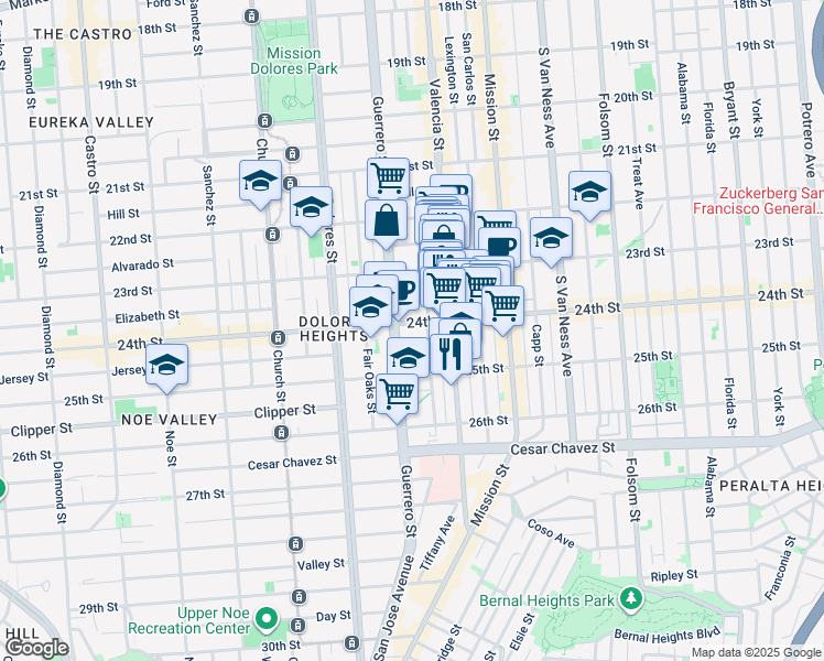 map of restaurants, bars, coffee shops, grocery stores, and more near in San Francisco