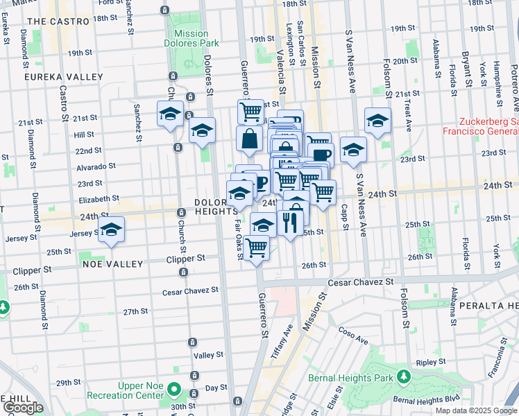 map of restaurants, bars, coffee shops, grocery stores, and more near in San Francisco