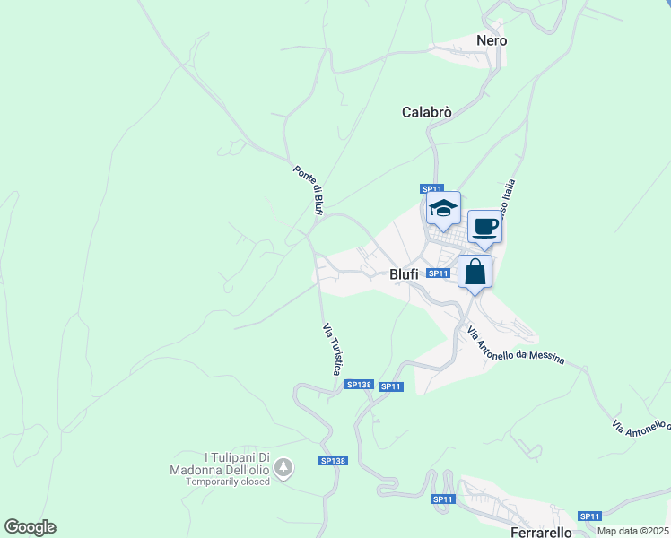 map of restaurants, bars, coffee shops, grocery stores, and more near 78 Via Pietro Novelli in Blufi