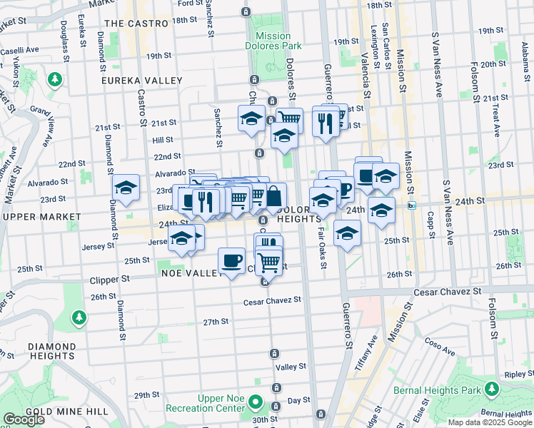 map of restaurants, bars, coffee shops, grocery stores, and more near in San Francisco