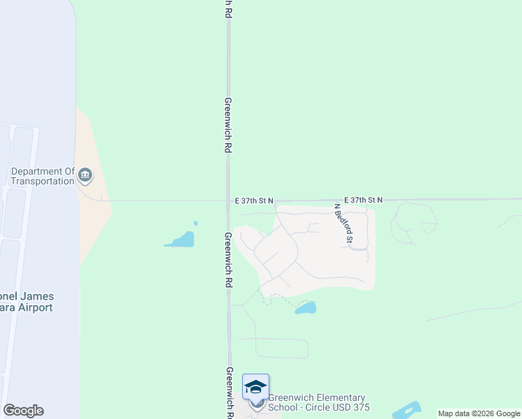 map of restaurants, bars, coffee shops, grocery stores, and more near 11201-12101 E 37th St N in Wichita