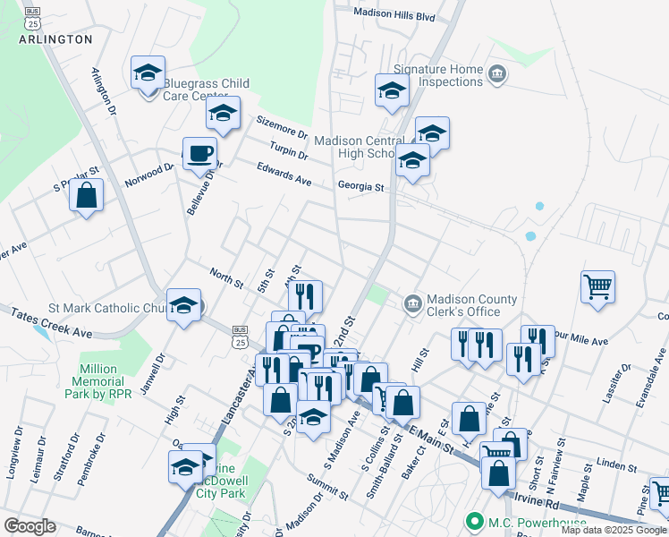 map of restaurants, bars, coffee shops, grocery stores, and more near 368 North 3rd Street in Richmond