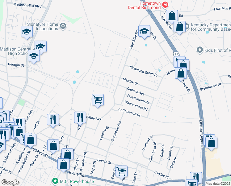 map of restaurants, bars, coffee shops, grocery stores, and more near 705 Four Mile Avenue in Richmond