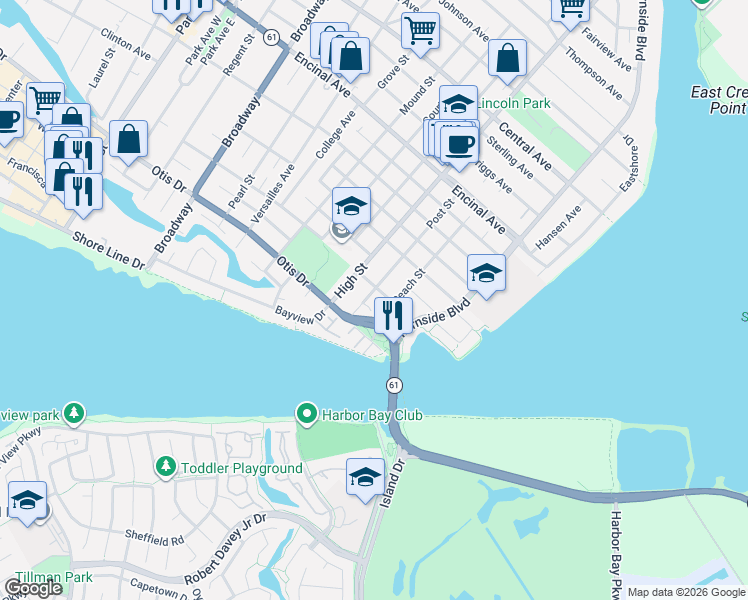 map of restaurants, bars, coffee shops, grocery stores, and more near 988 Post Street in Alameda