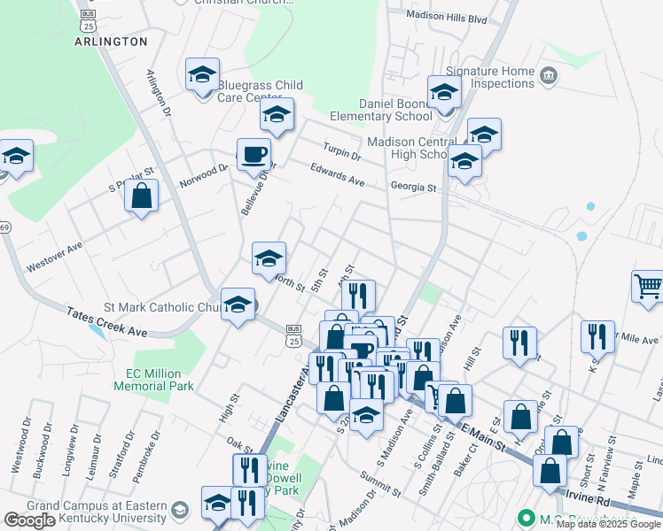 map of restaurants, bars, coffee shops, grocery stores, and more near 337 5th Street in Richmond