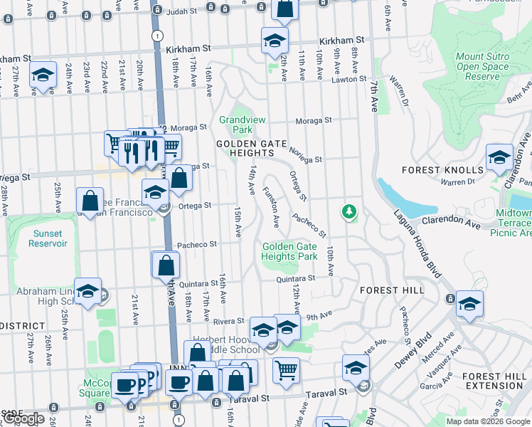 map of restaurants, bars, coffee shops, grocery stores, and more near in San Francisco