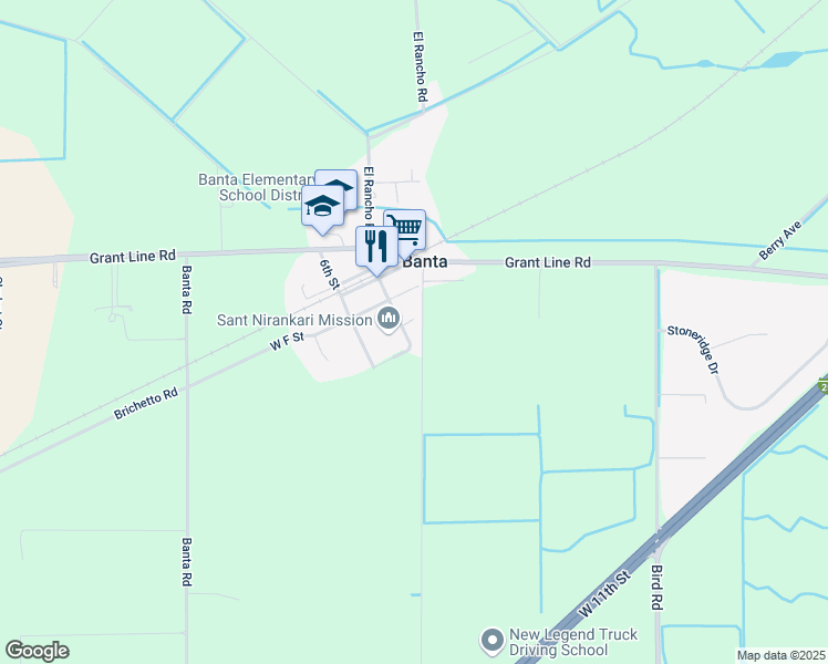 map of restaurants, bars, coffee shops, grocery stores, and more near 22730 South 7th Street in Banta