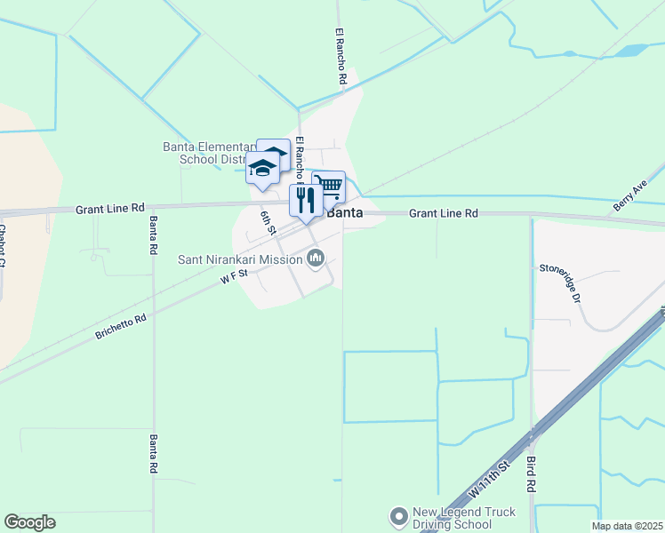 map of restaurants, bars, coffee shops, grocery stores, and more near 22730 South 7th Street in Banta