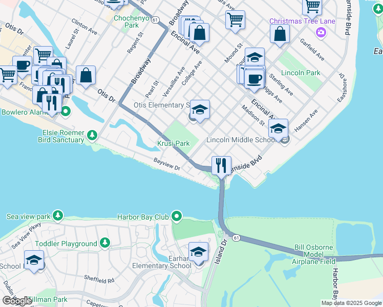 map of restaurants, bars, coffee shops, grocery stores, and more near 3102 Otis Drive in Alameda
