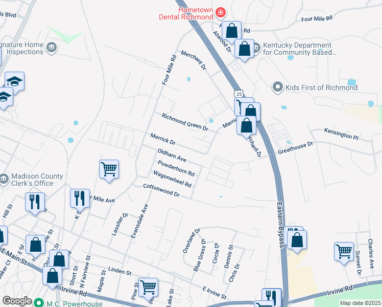 map of restaurants, bars, coffee shops, grocery stores, and more near 643 Oldham Avenue in Richmond