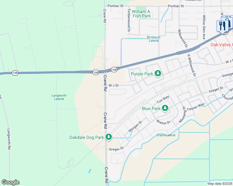 map of restaurants, bars, coffee shops, grocery stores, and more near 2876 Westport Circle in Oakdale