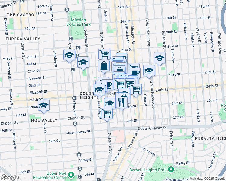 map of restaurants, bars, coffee shops, grocery stores, and more near in San Francisco
