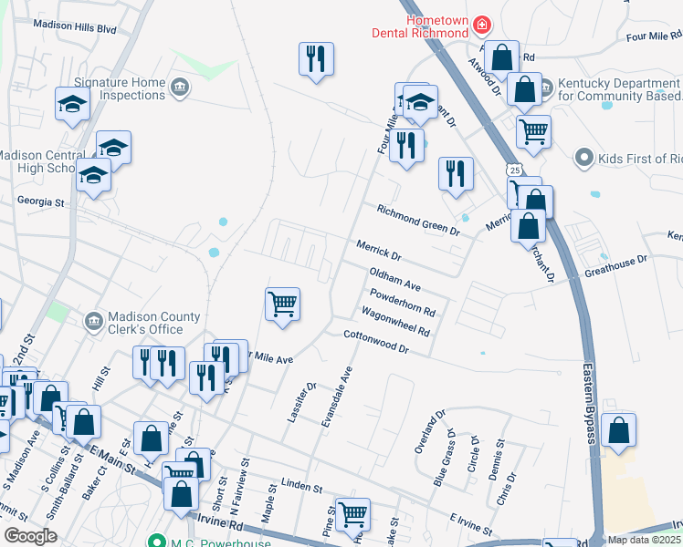 map of restaurants, bars, coffee shops, grocery stores, and more near 705 Four Mile Avenue in Richmond